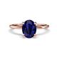 1 - Morgan 2.63 ctw Oval Shape Blue Sapphire (9x7 mm) with Prong Studded Diamond Solitaire Plus Engagement Ring 