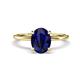 1 - Morgan 2.63 ctw Oval Shape Blue Sapphire (9x7 mm) with Prong Studded Diamond Solitaire Plus Engagement Ring 