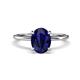 1 - Morgan 2.63 ctw Oval Shape Blue Sapphire (9x7 mm) with Prong Studded Diamond Solitaire Plus Engagement Ring 