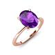 3 - Morgan 1.83 ctw Oval Shape Amethyst (9x7 mm) with Prong Studded Diamond Solitaire Plus Engagement Ring 