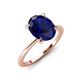 3 - Morgan 2.63 ctw Oval Shape Blue Sapphire (9x7 mm) with Prong Studded Diamond Solitaire Plus Engagement Ring 