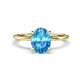 1 - Morgan 2.53 ctw Oval Shape Blue Topaz (9x7 mm) with Prong Studded Diamond Solitaire Plus Engagement Ring 