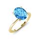 3 - Morgan 2.53 ctw Oval Shape Blue Topaz (9x7 mm) with Prong Studded Diamond Solitaire Plus Engagement Ring 