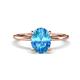 1 - Morgan 2.53 ctw Oval Shape Blue Topaz (9x7 mm) with Prong Studded Diamond Solitaire Plus Engagement Ring 