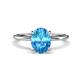 1 - Morgan 2.53 ctw Oval Shape Blue Topaz (9x7 mm) with Prong Studded Diamond Solitaire Plus Engagement Ring 