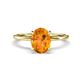 1 - Morgan 1.83 ctw Oval Shape Citrine (9x7 mm) with Prong Studded Diamond Solitaire Plus Engagement Ring 