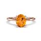 1 - Morgan 1.83 ctw Oval Shape Citrine (9x7 mm) with Prong Studded Diamond Solitaire Plus Engagement Ring 