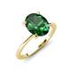 3 - Morgan 1.78 ctw Oval Shape Created Emerald (9x7 mm) with Prong Studded Diamond Solitaire Plus Engagement Ring 