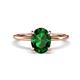 1 - Morgan 1.78 ctw Oval Shape Created Emerald (9x7 mm) with Prong Studded Diamond Solitaire Plus Engagement Ring 