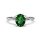 1 - Morgan 1.78 ctw Oval Shape Created Emerald (9x7 mm) with Prong Studded Diamond Solitaire Plus Engagement Ring 