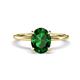 1 - Morgan 1.78 ctw Oval Shape Created Emerald (9x7 mm) with Prong Studded Diamond Solitaire Plus Engagement Ring 