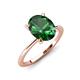 3 - Morgan 1.78 ctw Oval Shape Created Emerald (9x7 mm) with Prong Studded Diamond Solitaire Plus Engagement Ring 