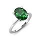 3 - Morgan 1.78 ctw Oval Shape Created Emerald (9x7 mm) with Prong Studded Diamond Solitaire Plus Engagement Ring 