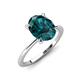 3 - Morgan 2.53 ctw Oval Shape London Blue Topaz (9x7 mm) with Prong Studded Diamond Solitaire Plus Engagement Ring 