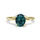 1 - Morgan 2.53 ctw Oval Shape London Blue Topaz (9x7 mm) with Prong Studded Diamond Solitaire Plus Engagement Ring 