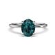 1 - Morgan 2.53 ctw Oval Shape London Blue Topaz (9x7 mm) with Prong Studded Diamond Solitaire Plus Engagement Ring 