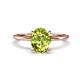 1 - Morgan 2.13 ctw Oval Shape Peridot (9x7 mm) with Prong Studded Diamond Solitaire Plus Engagement Ring 