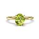 1 - Morgan 2.13 ctw Oval Shape Peridot (9x7 mm) with Prong Studded Diamond Solitaire Plus Engagement Ring 