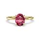 1 - Morgan 2.23 ctw Oval Shape Pink Tourmaline (9x7 mm) with Prong Studded Diamond Solitaire Plus Engagement Ring 