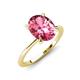 3 - Morgan 2.23 ctw Oval Shape Pink Tourmaline (9x7 mm) with Prong Studded Diamond Solitaire Plus Engagement Ring 