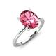 3 - Morgan 2.23 ctw Oval Shape Pink Tourmaline (9x7 mm) with Prong Studded Diamond Solitaire Plus Engagement Ring 