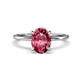 1 - Morgan 2.23 ctw Oval Shape Pink Tourmaline (9x7 mm) with Prong Studded Diamond Solitaire Plus Engagement Ring 