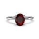 1 - Morgan 2.33 ctw Oval Shape Red Garnet (9x7 mm) with Prong Studded Diamond Solitaire Plus Engagement Ring 