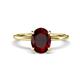 1 - Morgan 2.33 ctw Oval Shape Red Garnet (9x7 mm) with Prong Studded Diamond Solitaire Plus Engagement Ring 