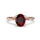 1 - Morgan 2.33 ctw Oval Shape Red Garnet (9x7 mm) with Prong Studded Diamond Solitaire Plus Engagement Ring 