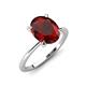 3 - Morgan 2.33 ctw Oval Shape Red Garnet (9x7 mm) with Prong Studded Diamond Solitaire Plus Engagement Ring 