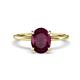 1 - Morgan 2.43 ctw Oval Shape Rhodolite Garnet (9x7 mm) with Prong Studded Diamond Solitaire Plus Engagement Ring 