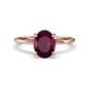 1 - Morgan 2.43 ctw Oval Shape Rhodolite Garnet (9x7 mm) with Prong Studded Diamond Solitaire Plus Engagement Ring 