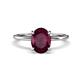 1 - Morgan 2.43 ctw Oval Shape Rhodolite Garnet (9x7 mm) with Prong Studded Diamond Solitaire Plus Engagement Ring 