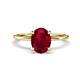 1 - Morgan 2.63 ctw Oval Shape Created Ruby (9x7 mm) with Prong Studded Diamond Solitaire Plus Engagement Ring 