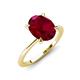 3 - Morgan 2.63 ctw Oval Shape Created Ruby (9x7 mm) with Prong Studded Diamond Solitaire Plus Engagement Ring 