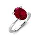 3 - Morgan 2.63 ctw Oval Shape Created Ruby (9x7 mm) with Prong Studded Diamond Solitaire Plus Engagement Ring 