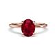 1 - Morgan 2.63 ctw Oval Shape Created Ruby (9x7 mm) with Prong Studded Diamond Solitaire Plus Engagement Ring 