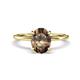 1 - Morgan 1.88 ctw Oval Shape Smoky Quartz (9x7 mm) with Prong Studded Diamond Solitaire Plus Engagement Ring 