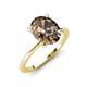 3 - Morgan 1.88 ctw Oval Shape Smoky Quartz (9x7 mm) with Prong Studded Diamond Solitaire Plus Engagement Ring 