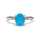 1 - Morgan 1.63 ctw Oval Shape Turquoise (9x7 mm) with Prong Studded Diamond Solitaire Plus Engagement Ring 