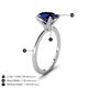 4 - Morgan 2.63 ctw Oval Shape Blue Sapphire (9x7 mm) with Prong Studded Diamond Solitaire Plus Engagement Ring 