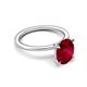 5 - Morgan 2.63 ctw Oval Shape Created Ruby (9x7 mm) with Prong Studded Diamond Solitaire Plus Engagement Ring 