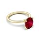 5 - Morgan 2.63 ctw Oval Shape Created Ruby (9x7 mm) with Prong Studded Diamond Solitaire Plus Engagement Ring 