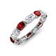 3 - Abigail 2.45 ctw Oval Shape Red Garnet and Lab Grown Diamond Comfort Fit Eternity Band 