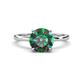 1 - Lucia 2.41 ctw Created Alexandrite (8 mm) Hidden Halo accented Natural Diamond Engagement Ring  