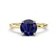 1 - Lucia 2.66 ctw Created Blue Sapphire (8 mm) Hidden Halo accented Natural Diamond Engagement Ring  