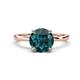 1 - Lucia 2.16 ctw London Blue Topaz (8 mm) Hidden Halo accented Natural Diamond Engagement Ring  