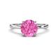 1 - Lucia 2.66 ctw Created Pink Sapphire (8 mm) Hidden Halo accented Natural Diamond Engagement Ring  