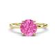 1 - Lucia 2.66 ctw Created Pink Sapphire (8 mm) Hidden Halo accented Natural Diamond Engagement Ring  