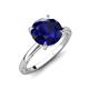 3 - Lucia 2.66 ctw Created Blue Sapphire (8 mm) Hidden Halo accented Natural Diamond Engagement Ring  